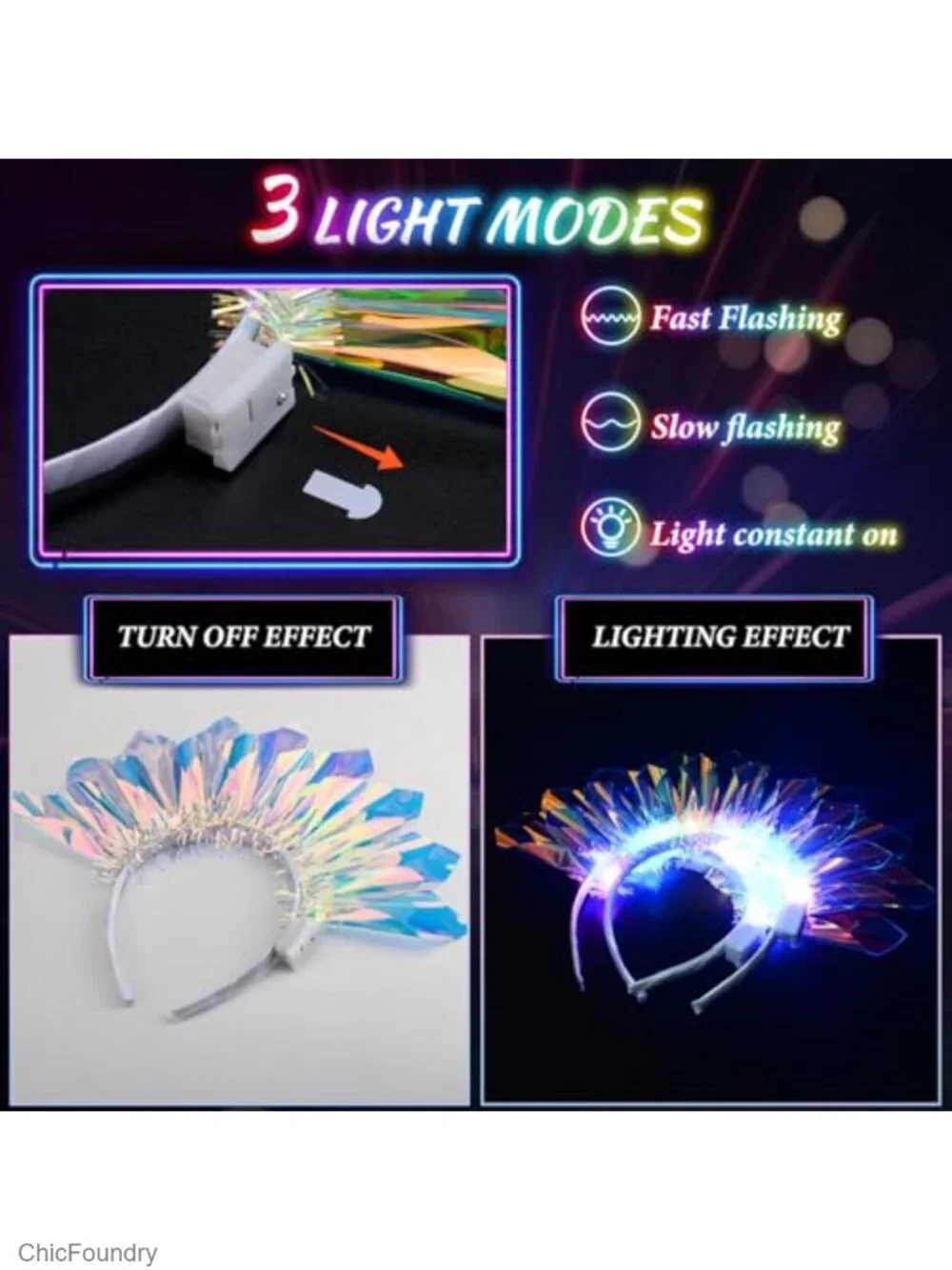 LED Headband Glow in the Dark Party Hair Accessory TPU Rave Concert Halloween